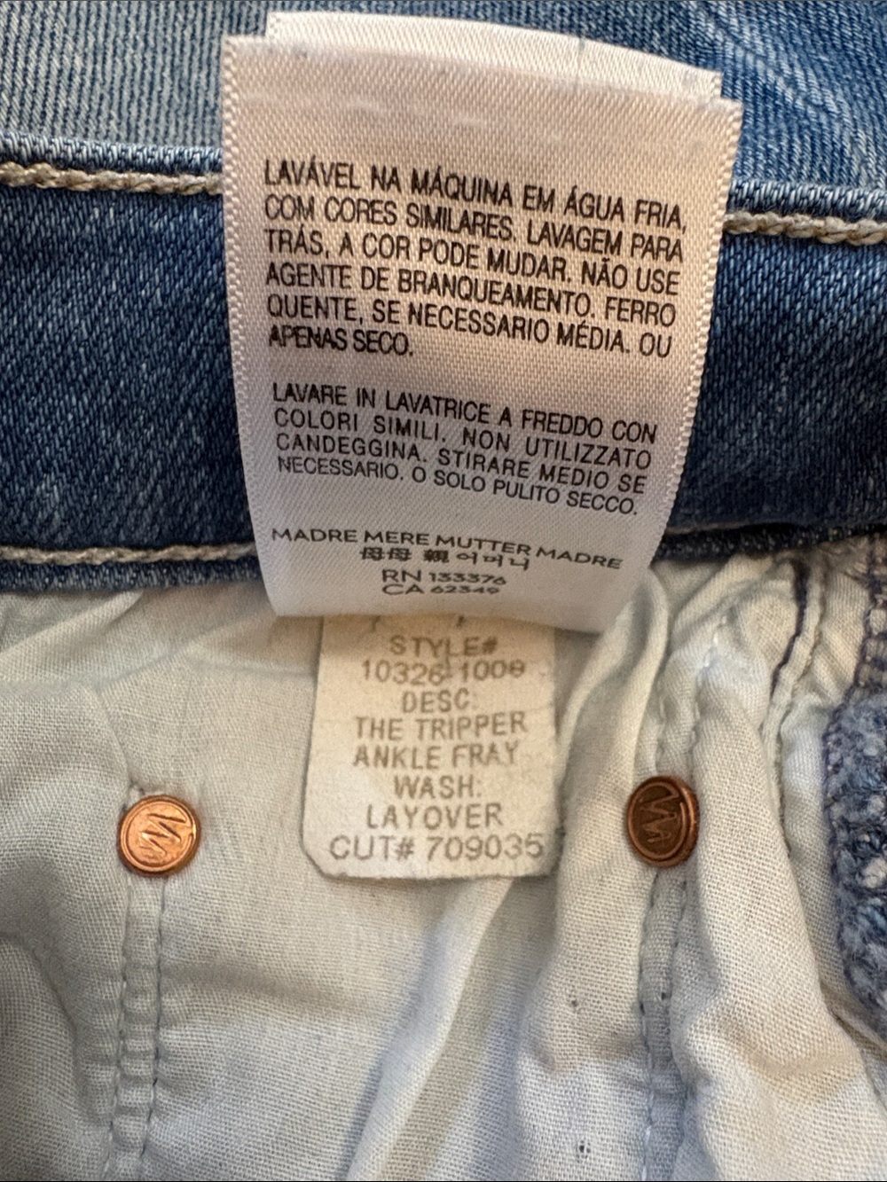 MOTHER The Tripper Ankle Fray Denim Jean in Layover Mid Blue Wash Size 28 - Picture 10 of 11